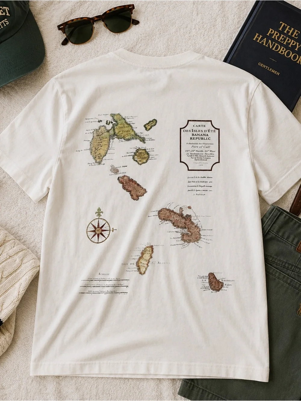 Banana Republic Caribbean Islands Map Graphic Pocket T-Shirt White Men’s M